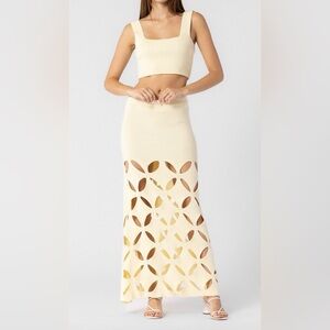 Two Piece Knit Maxi Skirt Set Yellow